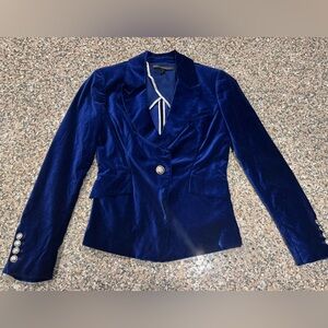 White House Black Market Royal Blue Velvet Blazer — Size 0